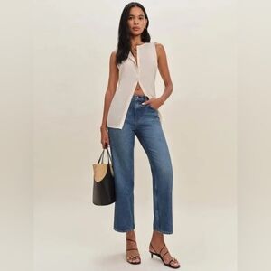 NWT Reformation Arleth Mid Rise Straight Leg Cropped Jeans 26
